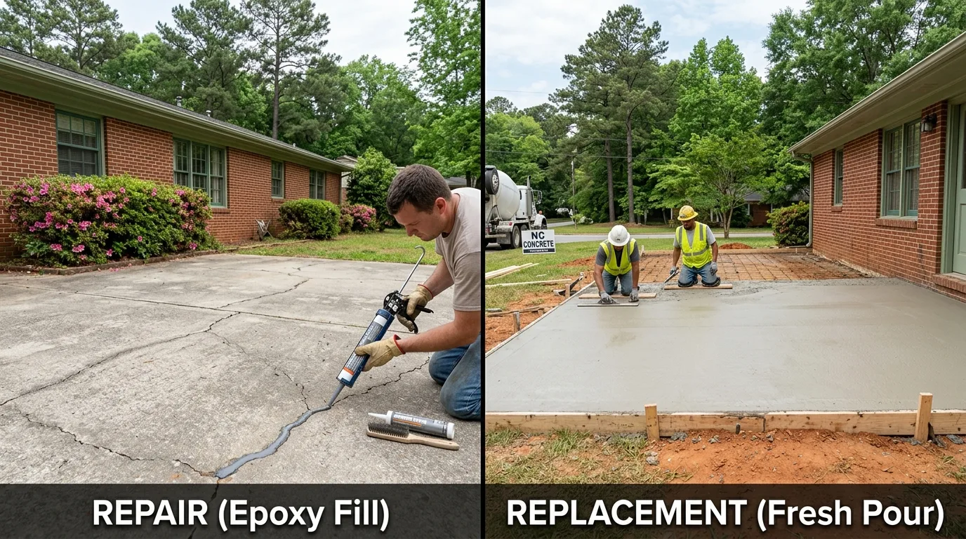Concrete Repair Monroe NC: Fix vs. Replace Decision Guide